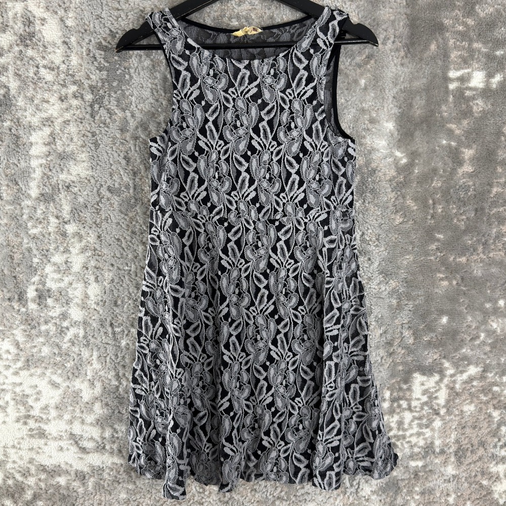 Free‎ People Size S Lace Floral Fit & Flare Mini Dress Black Sleeveless